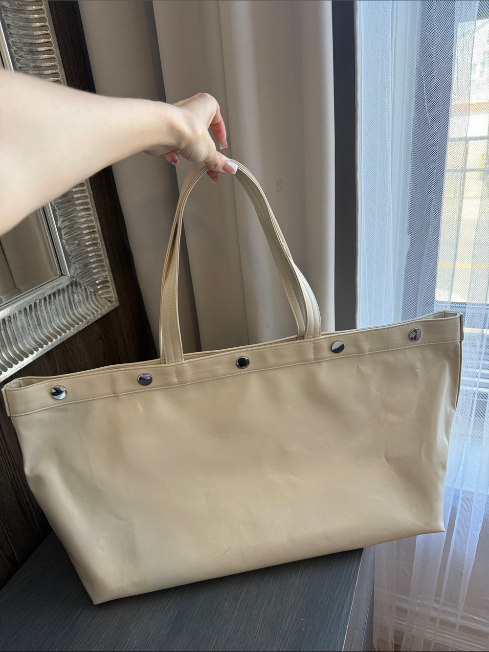 H&M Beige Cream Tote with Top Handles